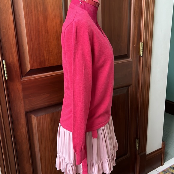 CENY    Boutique  beautiful lightweight wrap Sweater  color Red Rose  EUC Size S - Picture 5 of 13